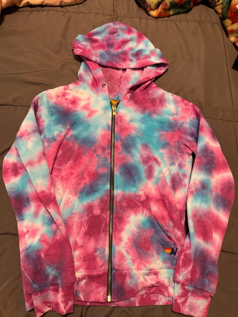 Aviator Nation Girls' Pink & Blue Tie-Dye Zip Hoodie